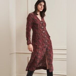 Equipment Teodora Floral Print Long Sleeve Silk dress size M